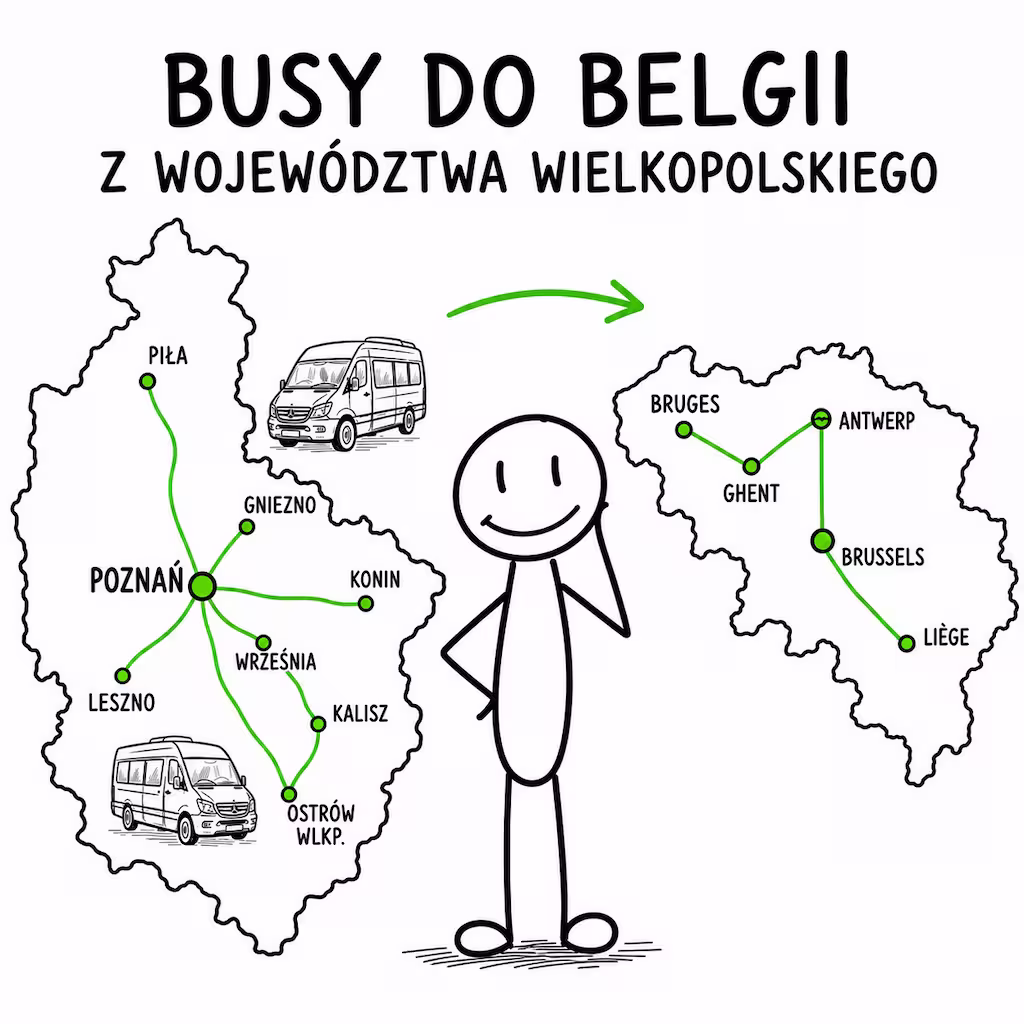 Busy do Belgii z wielkopolskie
